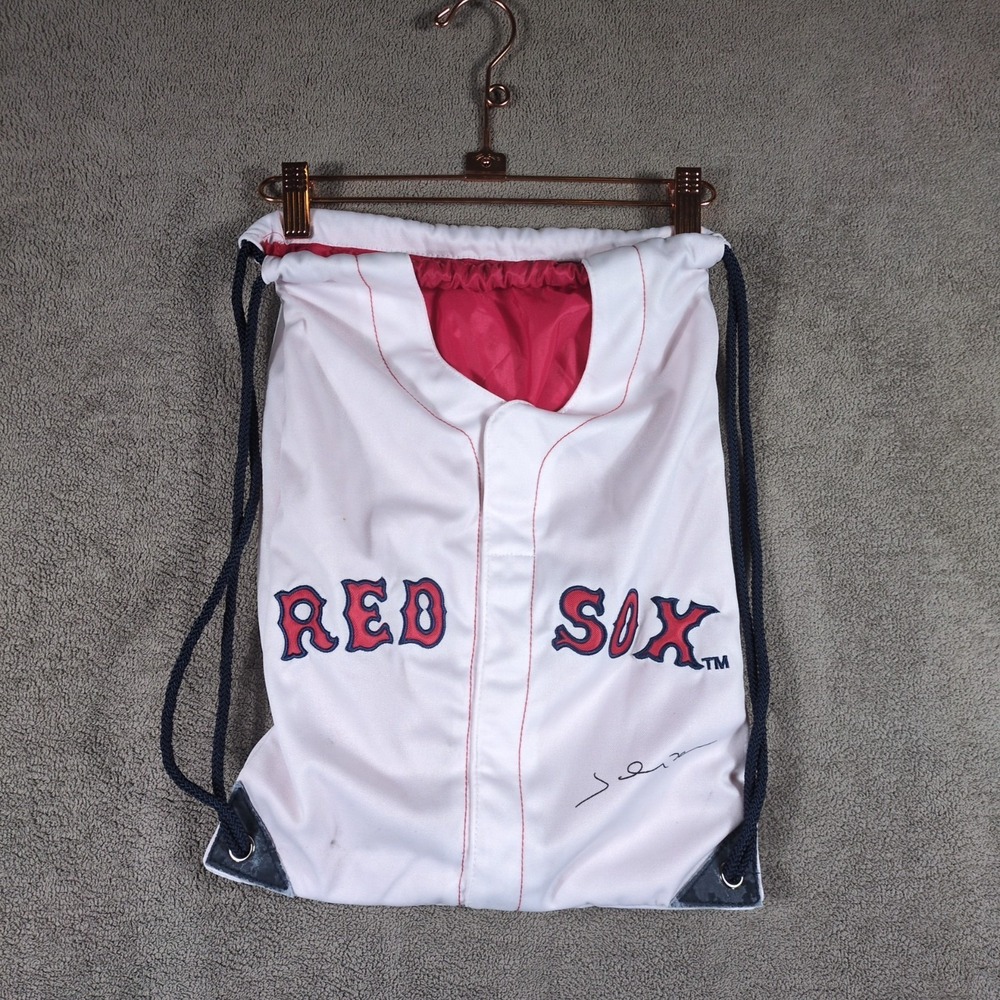 Boston Red Sox Drawstring Bag Mens White Red Johnny Damon #18 Baseball Team MLB